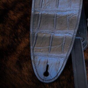 Luxury Black American Alligator Guitar Strap – Ethically Sourced, Master-Crafted